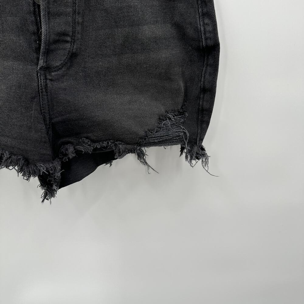 Hollister Button Fly Curvy Ultra High Black Mom Denim Shorts 3" //26 - Picture 5 of 7